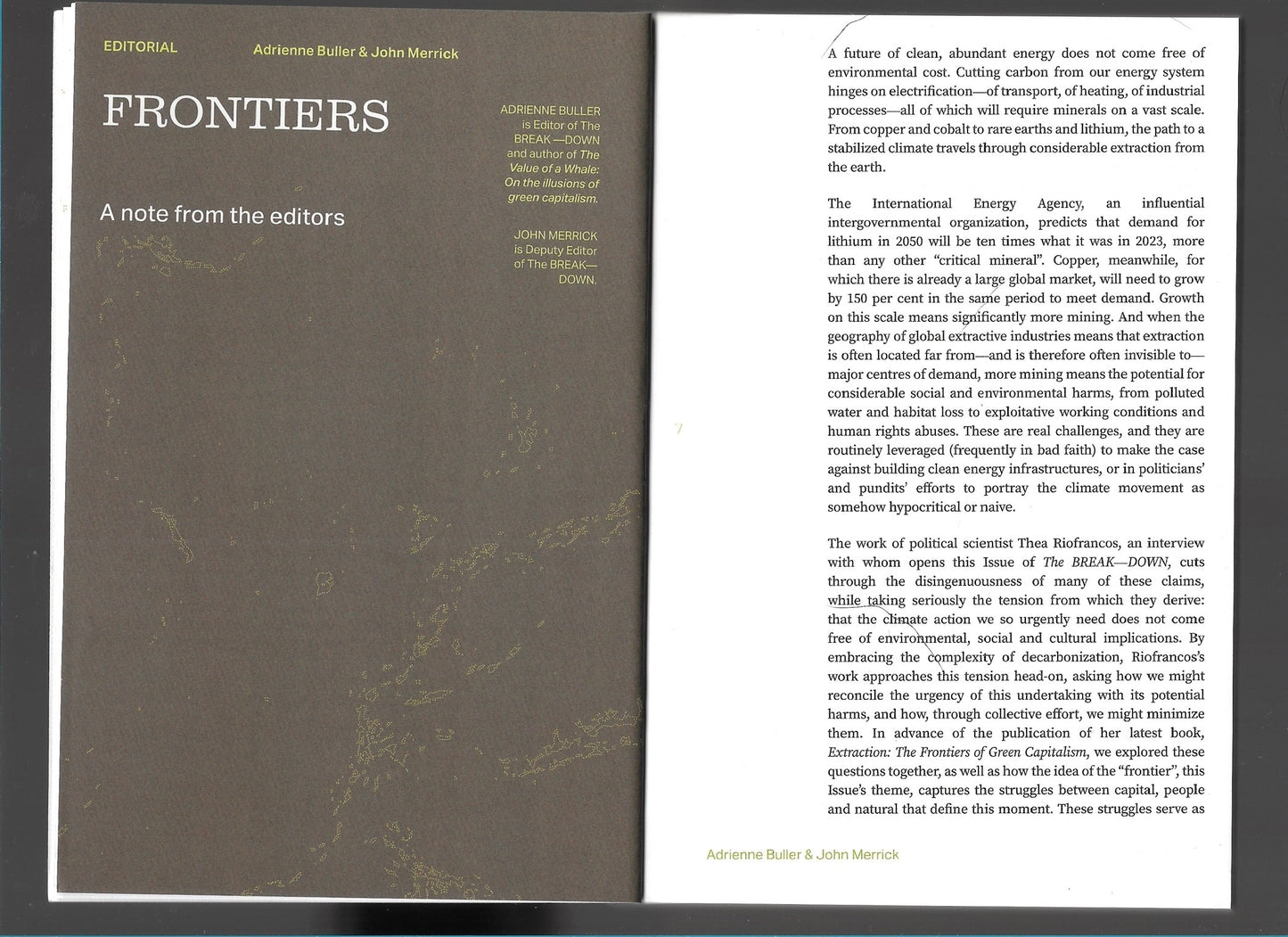 THE BREAK-DOWN. ISSUE #2: FRONTIERS.